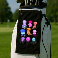 Retro Jellyfish Design Golf Towel