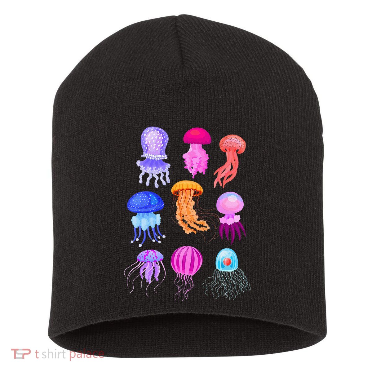 Retro Jellyfish Design Short Acrylic Beanie
