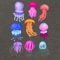 Retro Jellyfish Design Cotton Canvas Backpack