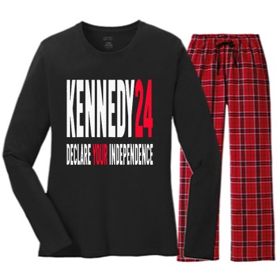 Rfk Jr Declare Your Independence For President 2024 Women's Long Sleeve Flannel Pajama Set 