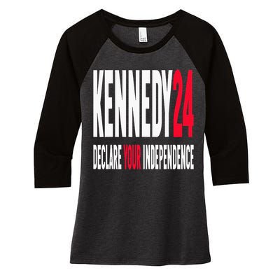 Rfk Jr Declare Your Independence For President 2024 Women's Tri-Blend 3/4-Sleeve Raglan Shirt