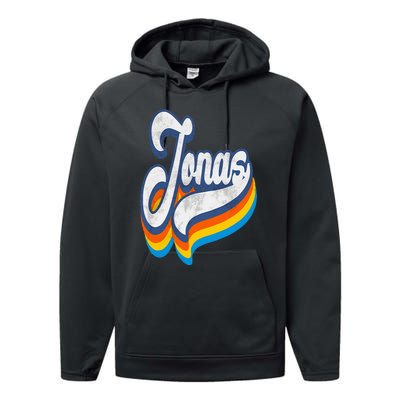 Retro Jonas First Name Vintage Jonas Performance Fleece Hoodie