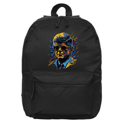 Retro John F Kennedy Pop 16 in Basic Backpack