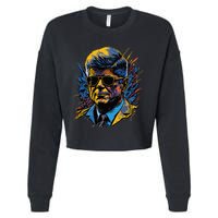 Retro John F Kennedy Pop Cropped Pullover Crew