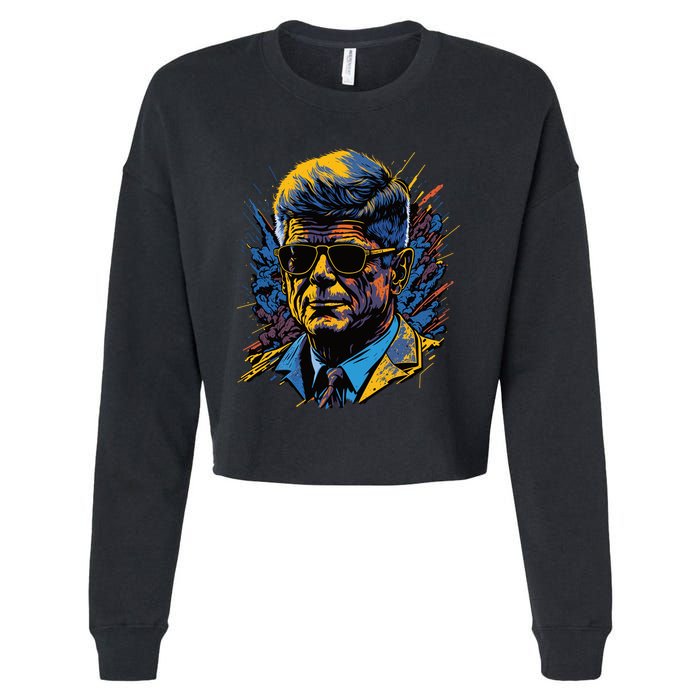 Retro John F Kennedy Pop Cropped Pullover Crew