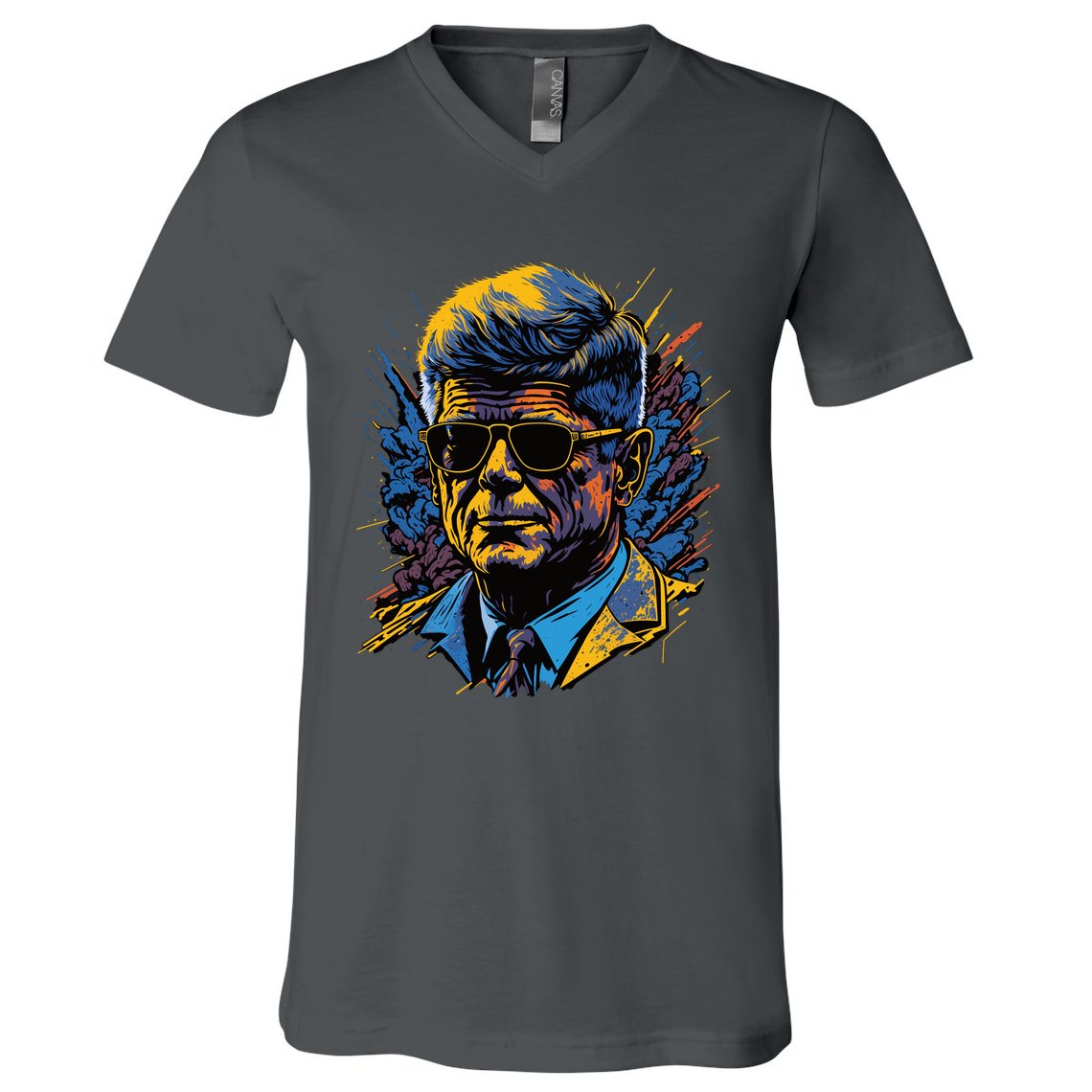 Retro John F Kennedy Pop V-Neck T-Shirt