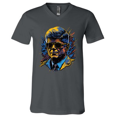 Retro John F Kennedy Pop V-Neck T-Shirt