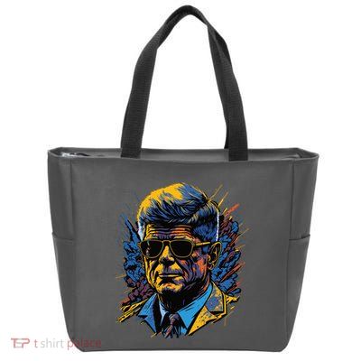 Retro John F Kennedy Pop Zip Tote Bag