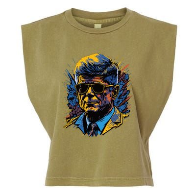 Retro John F Kennedy Pop Garment-Dyed Women's Muscle Tee