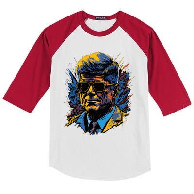 Retro John F Kennedy Pop Kids Colorblock Raglan Jersey