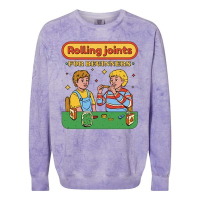 Rolling Joints For Beginners Funny Retro Colorblast Crewneck Sweatshirt