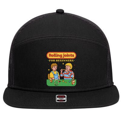 Rolling Joints For Beginners Funny Retro 7 Panel Mesh Trucker Snapback Hat