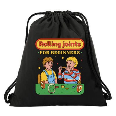Rolling Joints For Beginners Funny Retro Drawstring Bag