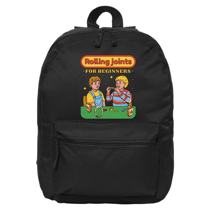 Rolling Joints For Beginners Funny Retro 16 in Basic Backpack