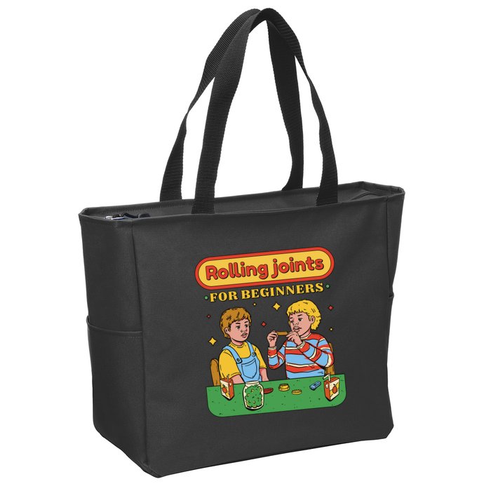 Rolling Joints For Beginners Funny Retro Zip Tote Bag