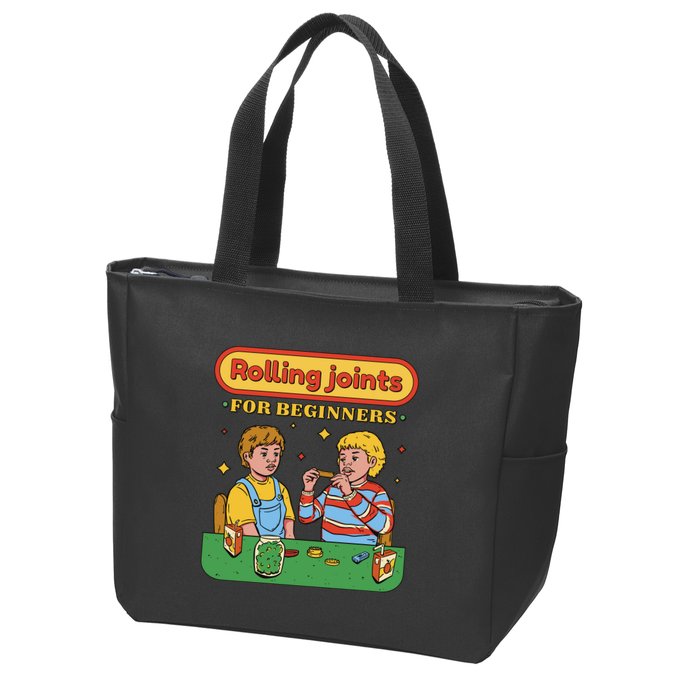 Rolling Joints For Beginners Funny Retro Zip Tote Bag
