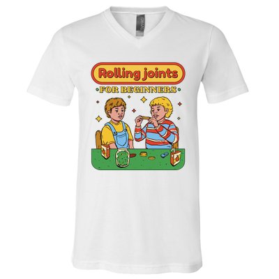 Rolling Joints For Beginners Funny Retro V-Neck T-Shirt