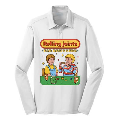 Rolling Joints For Beginners Funny Retro Silk Touch Performance Long Sleeve Polo