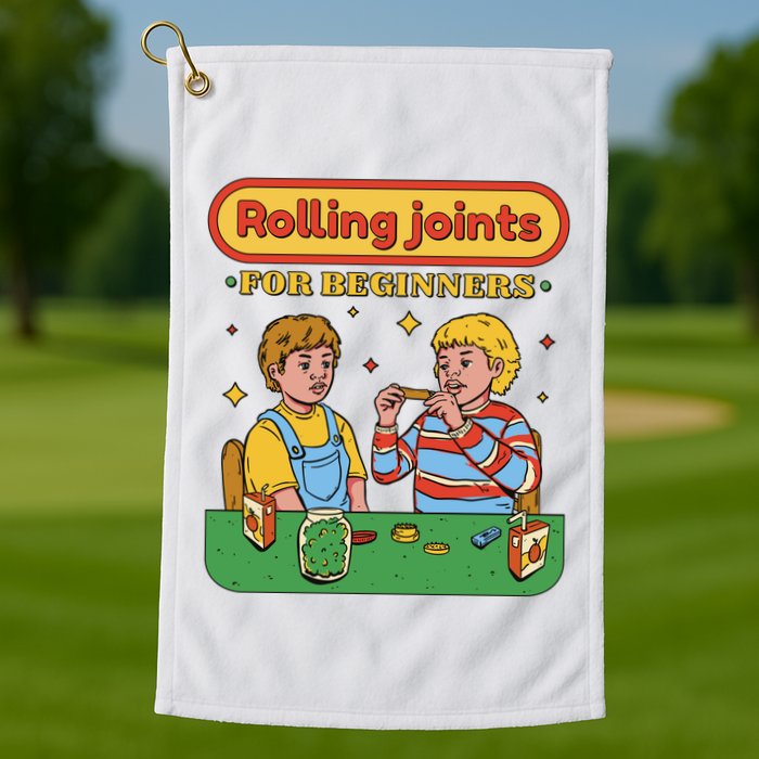 Rolling Joints For Beginners Funny Retro Golf Towel