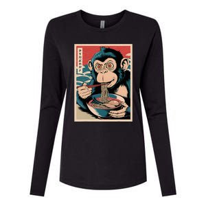 Ramen Japanese Funny Kawaii Monkey Graphic Gifts Anime Womens Cotton Relaxed Long Sleeve T-Shirt