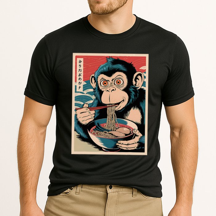 Ramen Japanese Funny Kawaii Monkey Graphic Gifts Anime Cooling Performance Crew T-Shirt