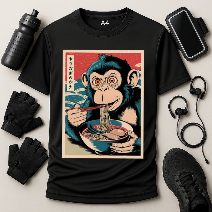 Ramen Japanese Funny Kawaii Monkey Graphic Gifts Anime Cooling Performance Crew T-Shirt