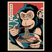 Ramen Japanese Funny Kawaii Monkey Graphic Gifts Anime Cooling Performance Crew T-Shirt