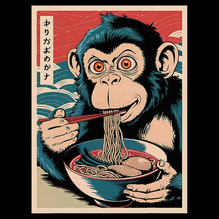 Ramen Japanese Funny Kawaii Monkey Graphic Gifts Anime Cooling Performance Crew T-Shirt