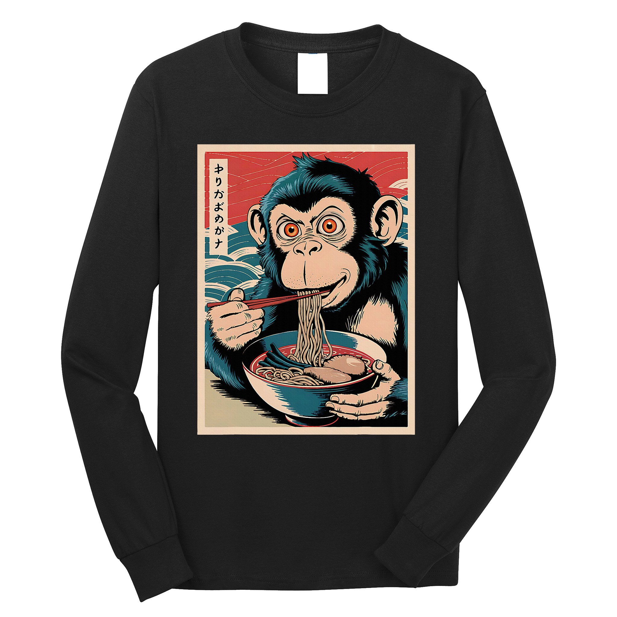 Ramen Japanese Funny Kawaii Monkey Graphic Gifts Anime Long Sleeve Shirt