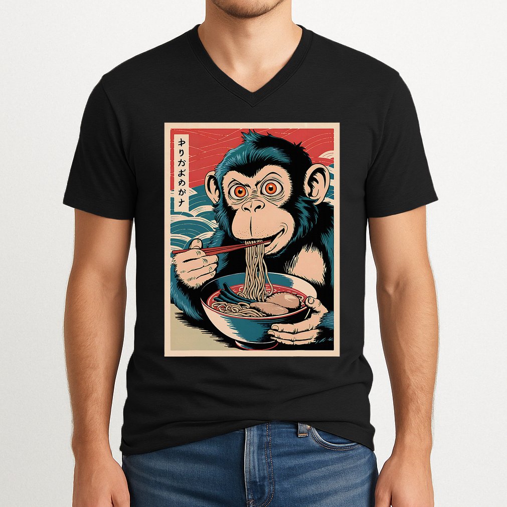 Ramen Japanese Funny Kawaii Monkey Graphic Gifts Anime V-Neck T-Shirt