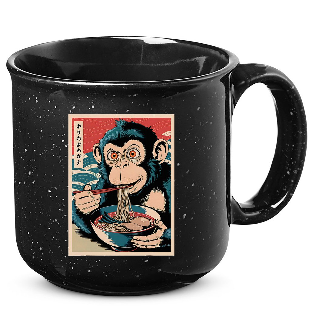 Ramen Japanese Funny Kawaii Monkey Graphic Gifts Anime 15oz Campfire Ceramic Mug