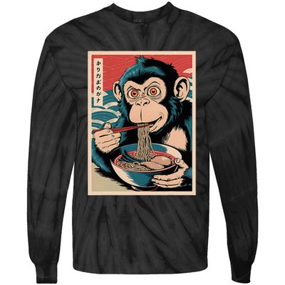 Ramen Japanese Funny Kawaii Monkey Graphic Gifts Anime Tie-Dye Long Sleeve Shirt