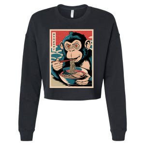 Ramen Japanese Funny Kawaii Monkey Graphic Gifts Anime Cropped Pullover Crew