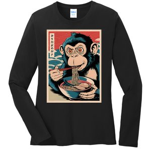 Ramen Japanese Funny Kawaii Monkey Graphic Gifts Anime Ladies Long Sleeve Shirt