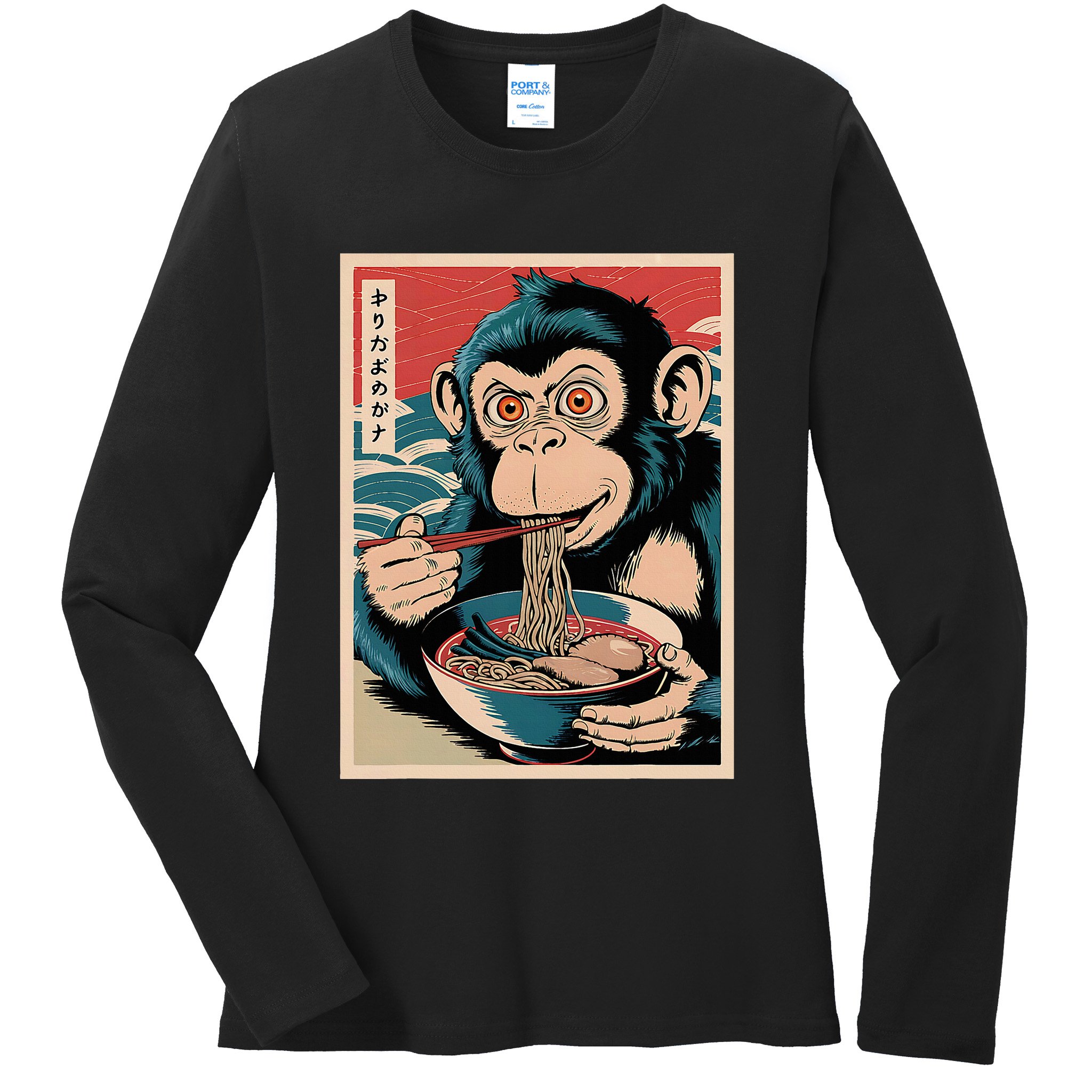 Ramen Japanese Funny Kawaii Monkey Graphic Gifts Anime Ladies Long Sleeve Shirt