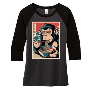 Ramen Japanese Funny Kawaii Monkey Graphic Gifts Anime Women's Tri-Blend 3/4-Sleeve Raglan Shirt