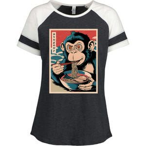 Ramen Japanese Funny Kawaii Monkey Graphic Gifts Anime Enza Ladies Jersey Colorblock Tee