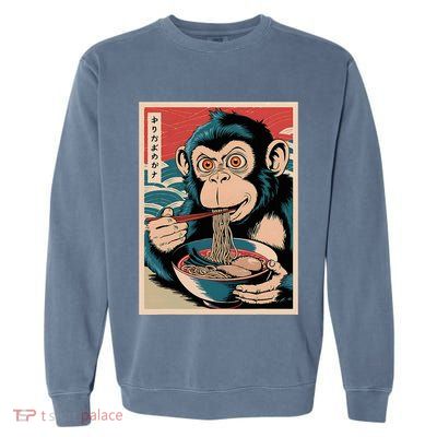 Ramen Japanese Funny Kawaii Monkey Graphic Gifts Anime Garment-Dyed Sweatshirt