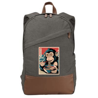 Ramen Japanese Funny Kawaii Monkey Graphic Gifts Anime Cotton Canvas Backpack