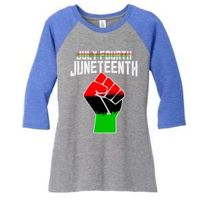 Retro July Fourth Juneteenth 1865 African Fist Gift Women's Tri-Blend 3/4-Sleeve Raglan Shirt