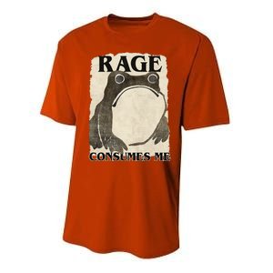 Retro Japanese Frog Funny Meme Quote Rage Consumes Me Performance Sprint T-Shirt