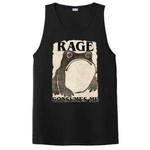 Retro Japanese Frog Funny Meme Quote Rage Consumes Me PosiCharge Competitor Tank