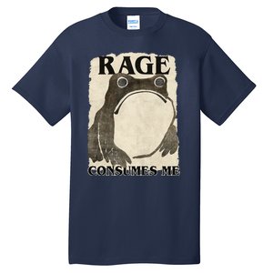 Retro Japanese Frog Funny Meme Quote Rage Consumes Me Tall T-Shirt