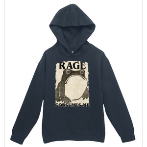 Retro Japanese Frog Funny Meme Quote Rage Consumes Me Urban Pullover Hoodie