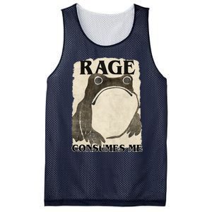 Retro Japanese Frog Funny Meme Quote Rage Consumes Me Mesh Reversible Basketball Jersey Tank