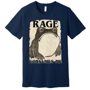 Retro Japanese Frog Funny Meme Quote Rage Consumes Me Premium T-Shirt