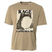 Retro Japanese Frog Funny Meme Quote Rage Consumes Me Cooling Performance Crew T-Shirt