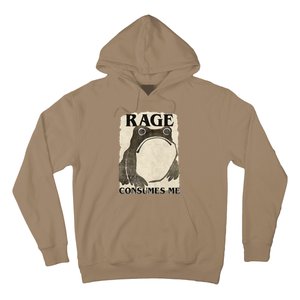 Retro Japanese Frog Funny Meme Quote Rage Consumes Me Hoodie