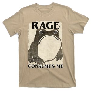 Retro Japanese Frog Funny Meme Quote Rage Consumes Me T-Shirt