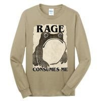 Retro Japanese Frog Funny Meme Quote Rage Consumes Me Tall Long Sleeve T-Shirt